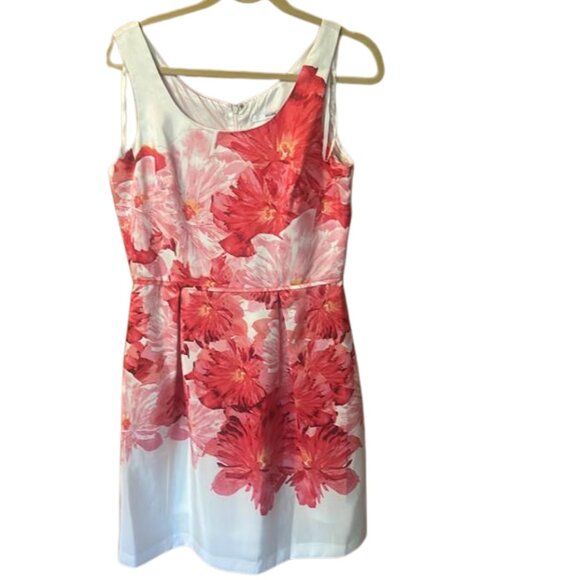 Floral Fit & Flare Sleeveless Dress – Dark Pink & White Summer Party Style - Picture 1 of 4